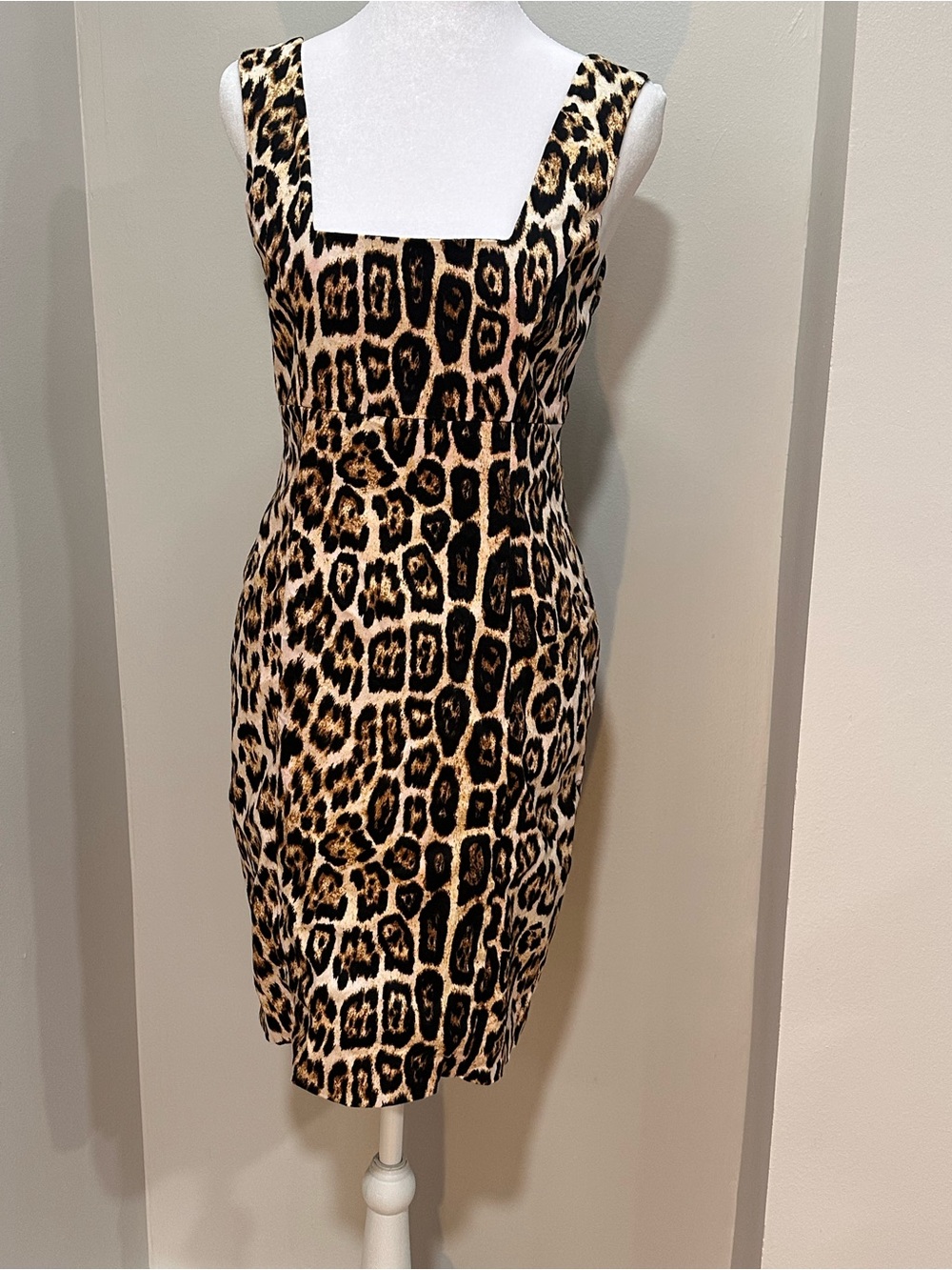 Alice + Olivia Leopard Print Square-Neck Mini Dress - Brown/Black Small